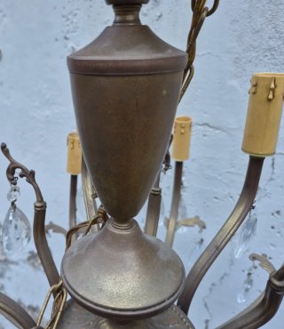 Lampadario Neoclassico italiano ottone e cristalli