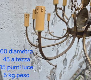 Lampadario Neoclassico italiano ottone e cristalli