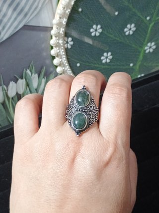 Anillo Ágata Natural Doble Piedra