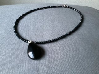 Gargantilla Cristal 40cm con Colgante Obsidiana