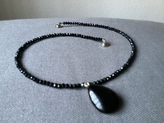 Gargantilla Cristal 40cm con Colgante Obsidiana