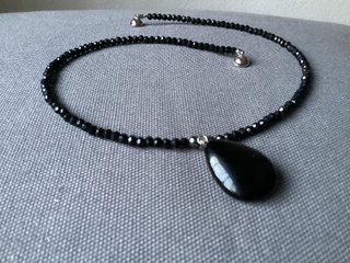 Gargantilla Cristal 40cm con Colgante Obsidiana