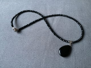 Gargantilla Cristal 40cm con Colgante Obsidiana