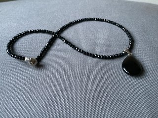 Gargantilla Cristal 40cm con Colgante Obsidiana