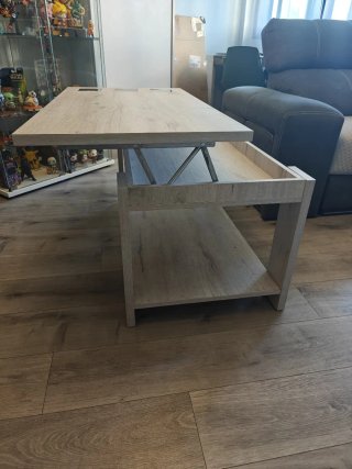 Mesa centro elevable madera y cristal