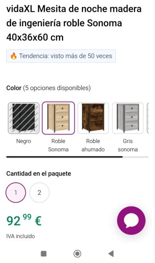 Mesita de noche/auxiliar 3 cajones
