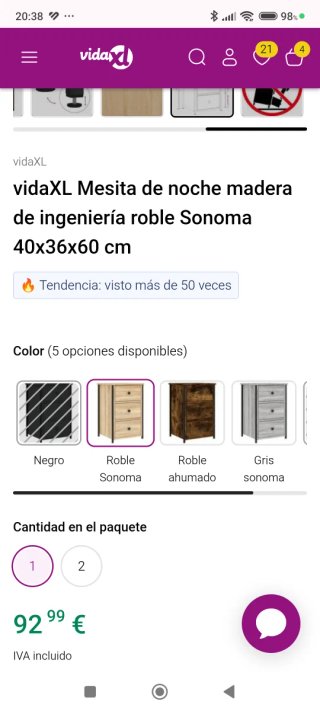Mesita de noche/auxiliar 3 cajones