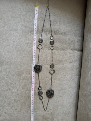 silver long filigree medallion statement necklace