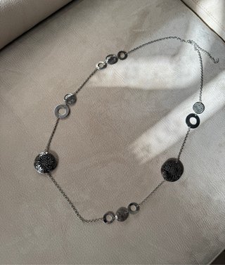 silver long filigree medallion statement necklace