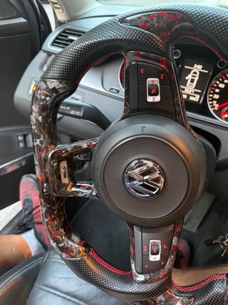 Volante Fibra Carbono  Led  Forjado VW