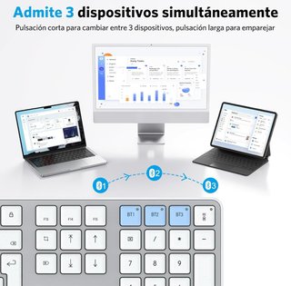 Teclado Bluetooth OMOTON Recargable 3 Canales