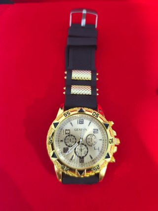 Reloj Elegante Geneva Hombre Negro/Dorado