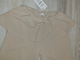 Pantalón Zara Volante Cintura Beige