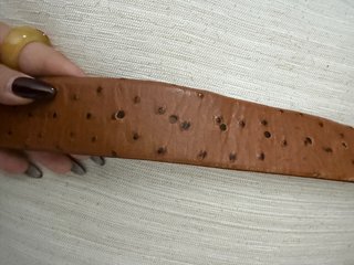 Cinturón piel de avestruz marrón vintage 125