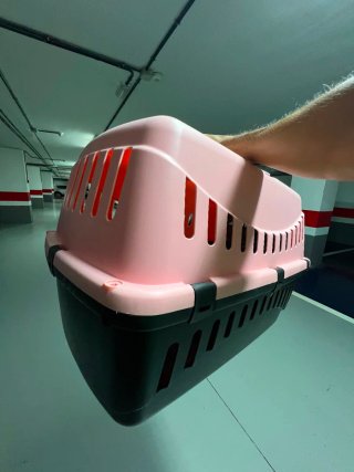 Transportín para mascotas rosa y negro
