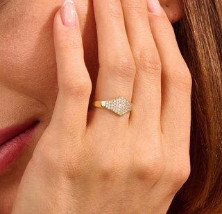 Anillo Oro 14k con Diamantes Moissanita