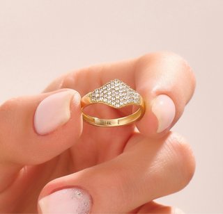 Anillo Oro 14k con Diamantes Moissanita