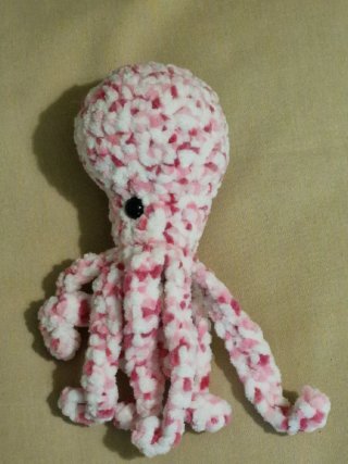 Peluche Pulpo Ganchillo Rosa Blanco