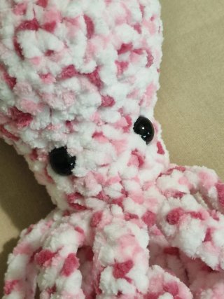 Peluche Pulpo Ganchillo Rosa Blanco