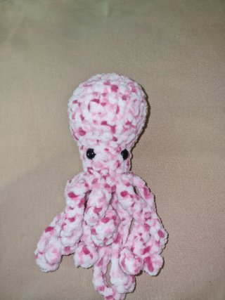Peluche Pulpo Ganchillo Rosa Blanco