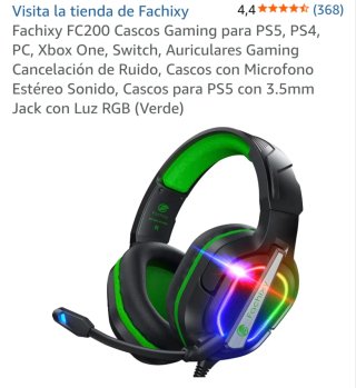 Fachixy FC200 Cascos Gaming PS5/PS4 RGB Verde