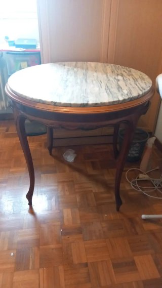 Mesa antigua madera y mármol
