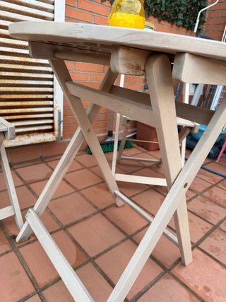 Conjunto mesa y sillas jardín madera