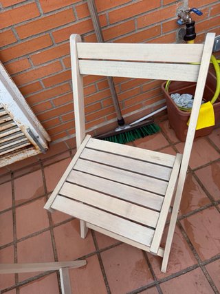 Conjunto mesa y sillas jardín madera