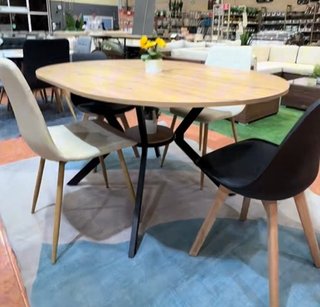 Mesa Comedor Redonda Extensible Madera y Metal