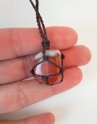 Collana diaspro rosso e corda mogano uomo donna
