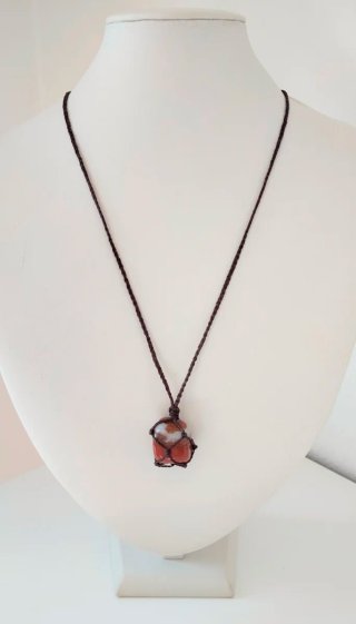Collana diaspro rosso e corda mogano uomo donna