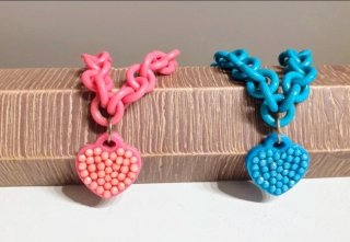 Coppia bracciali cuore rosa e blu