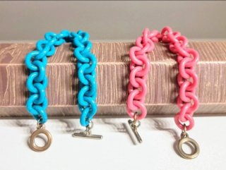 Coppia bracciali cuore rosa e blu