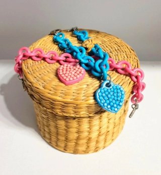 Coppia bracciali cuore rosa e blu