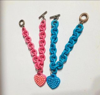 Coppia bracciali cuore rosa e blu