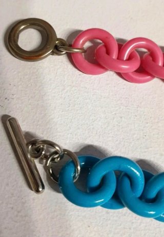 Coppia bracciali cuore rosa e blu