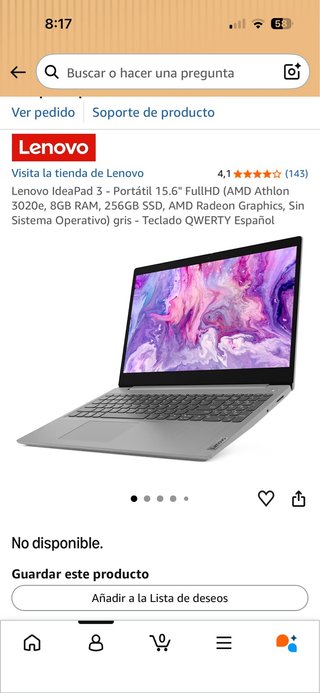 Lenovo IdeaPad 3 15ADA05 - 8GB RAM / 256GB SSD