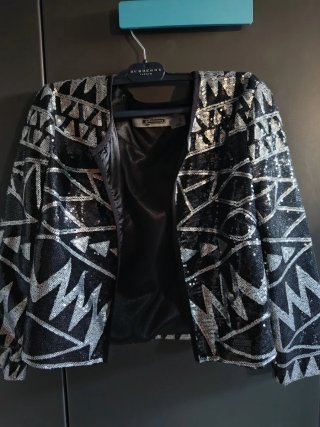 Chaqueta lentejuelas plata y negra Talla S