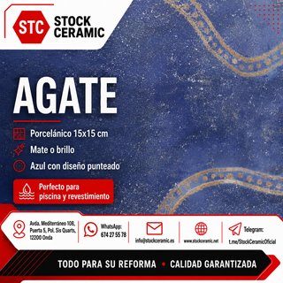 Porcelánico Agate 15x15 cm Azul