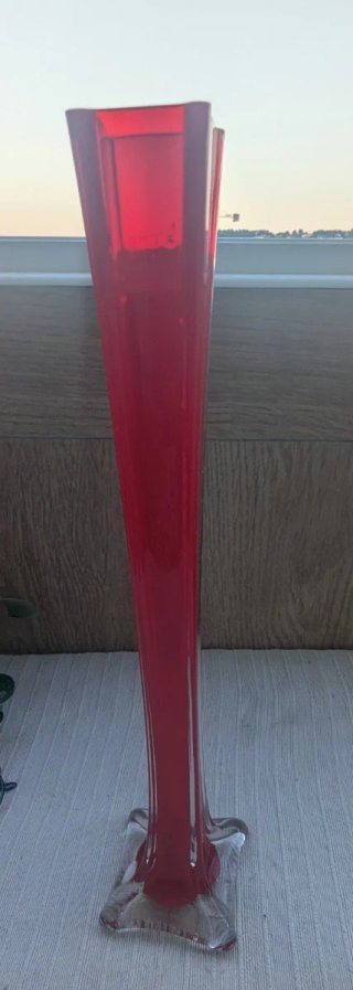 Jarra Vaso Vidro Decorativo Vermelho