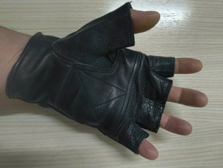 Guantes de cuero sin dedos para moto