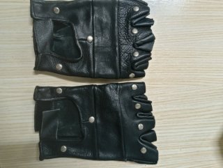 Guantes de cuero sin dedos para moto