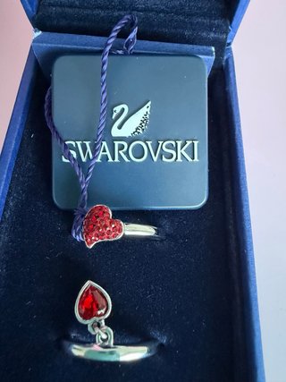 Set de Anillos Swarovski Double Love Corazón Rojo