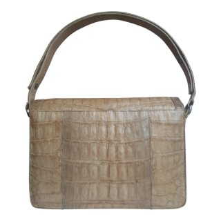 Bolso Cocodrilo Cuero Beige 60s Alta Gama