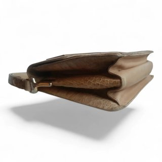Bolso Cocodrilo Cuero Beige 60s Alta Gama