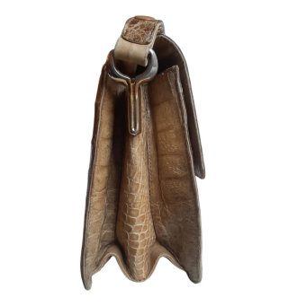 Bolso Cocodrilo Cuero Beige 60s Alta Gama