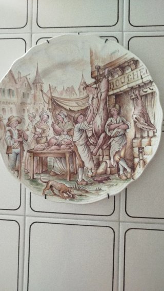 Plato Antiguo Sarreguemines Scènes Villageoises
