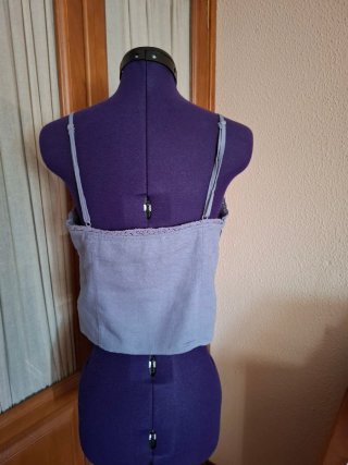 Top lencero azul tirantes lino XS