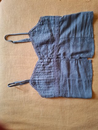 Top lencero azul tirantes lino XS