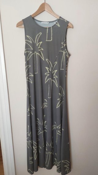 Vestido largo Parfois palmeras gris/amarillo T. M/